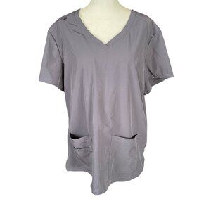 Natural Uniforms women's size XL modern fit cool stretch gray v-neck scrub top